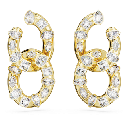 Resim Dextera halka küpeler, Karışık kesimler, Kilitlenmiş döngü, Beyaz, Altın rengi kaplama