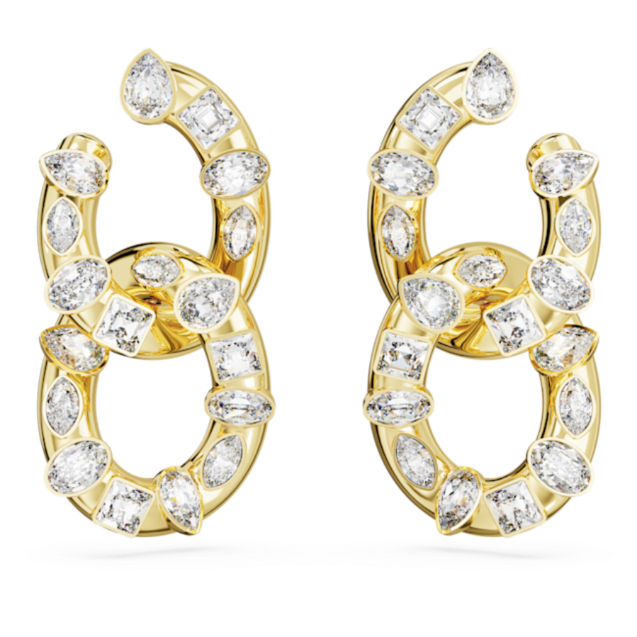 Resim Dextera halka küpeler, Karışık kesimler, Kilitlenmiş döngü, Beyaz, Altın rengi kaplama