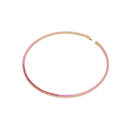 Resim Matrix Tennis kolye, Yuvarlak kesim, Pembe, Altın rengi kaplama