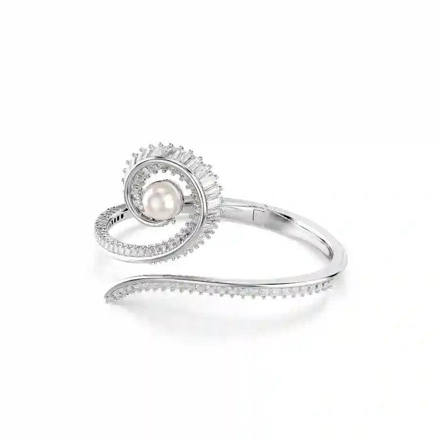 Resim Ariana Grande x Swarovski Bileklik, Kristal inci, Baget kesim, Beyaz, Rodyum kaplama