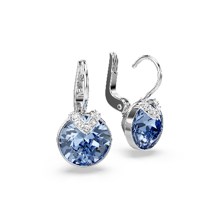 Resim Bella V damla küpeler, Yuvarlak kesim, Mavi, Rodyum kaplama