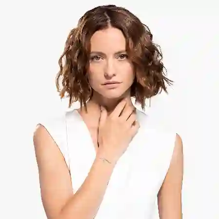 Resim Swarovski Infinity Bileklik, Sonsuzluk ve kalp, Beyaz, Rodyum kaplama