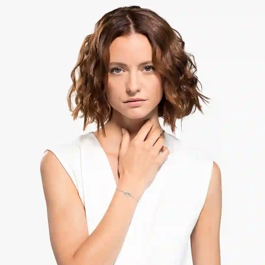 Resim Swarovski Infinity Bileklik, Sonsuzluk ve kalp, Beyaz, Rodyum kaplama