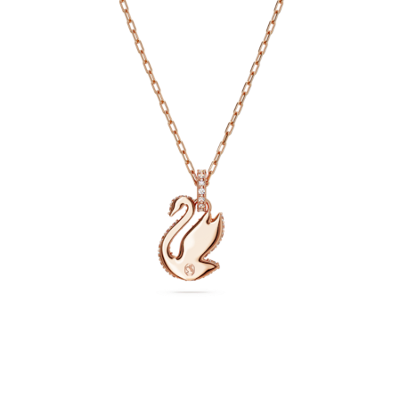 Resim Swarovski Iconic Swan Kolye, Kuğu, Küçük, Beyaz, Pembe altın rengi kaplama