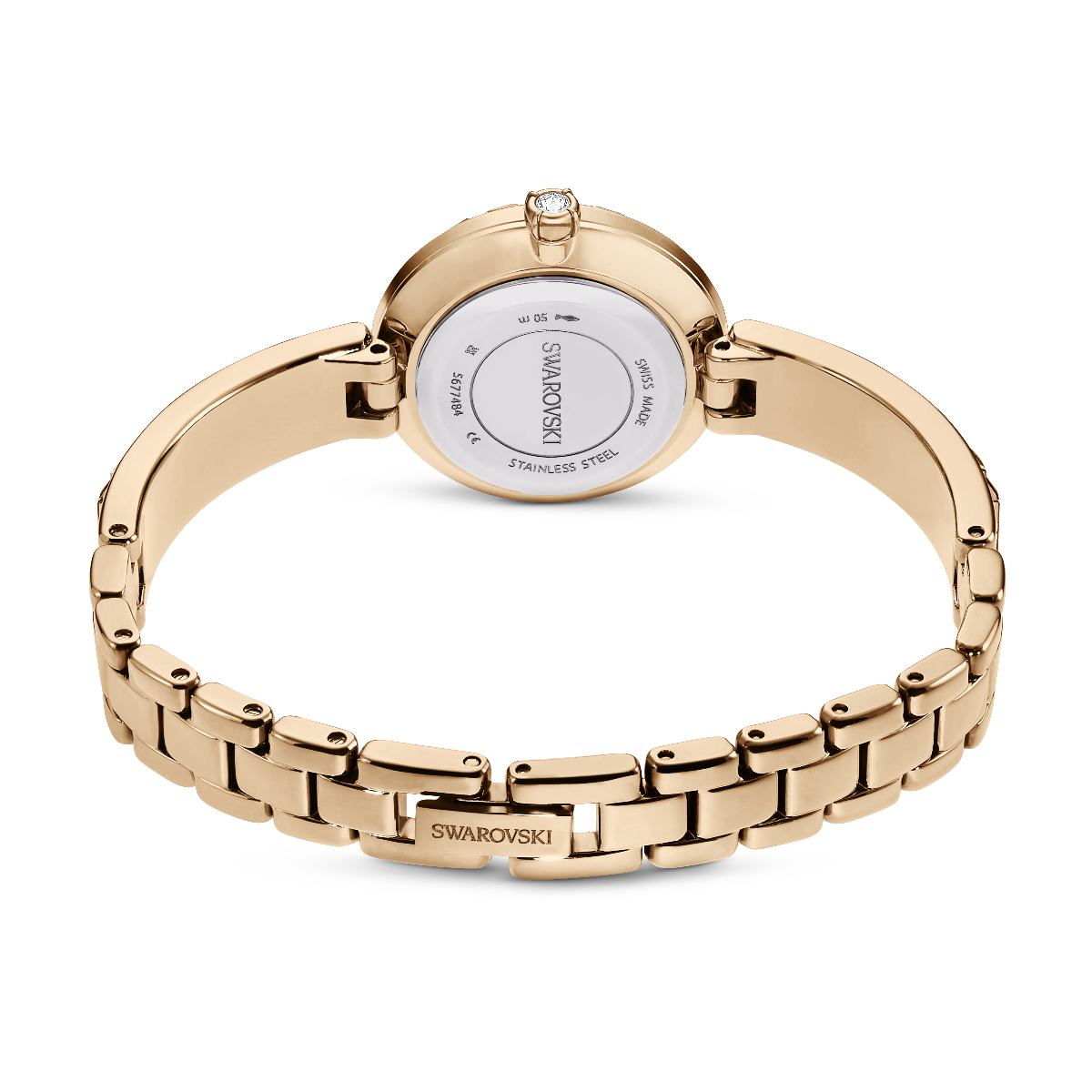 Resim Matrix Bangle Saat, İsviçre Üretimi, Kristal bileklik, Beyaz, Pembe altın rengi yüzey