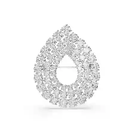 Resim Matrix Broş, Yuvarlak kesim, Beyaz, Rodyum kaplama