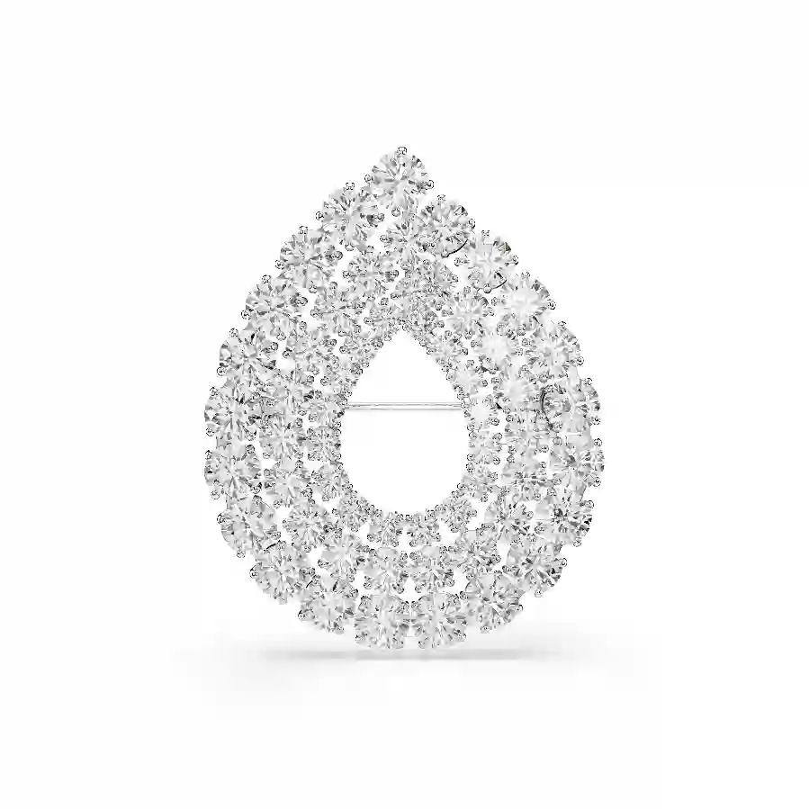 Resim Matrix Broş, Yuvarlak kesim, Beyaz, Rodyum kaplama