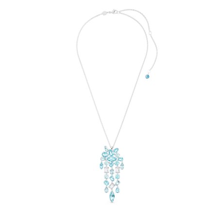 Resim Gema Kolye, Karışık kesimler, Mavi, Rodyum kaplama