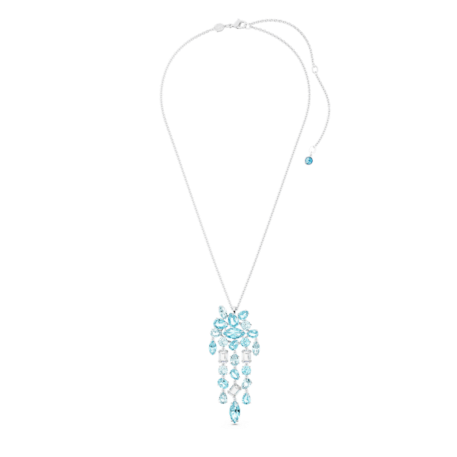 Resim Gema Kolye, Karışık kesimler, Mavi, Rodyum kaplama