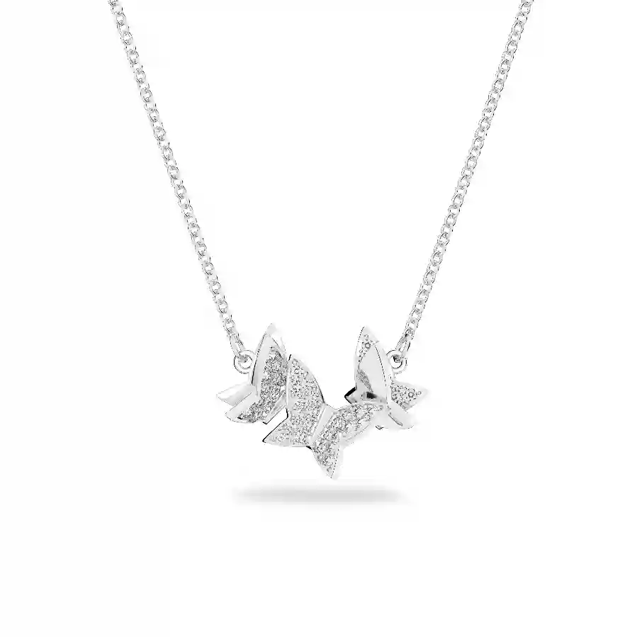 Resim Idyllia Lilia Kolye, Kelebek, Beyaz, Rodyum kaplama