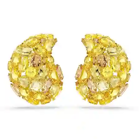 Resim Gema Klipsli Küpeler, Sarı, Altın rengi kaplama