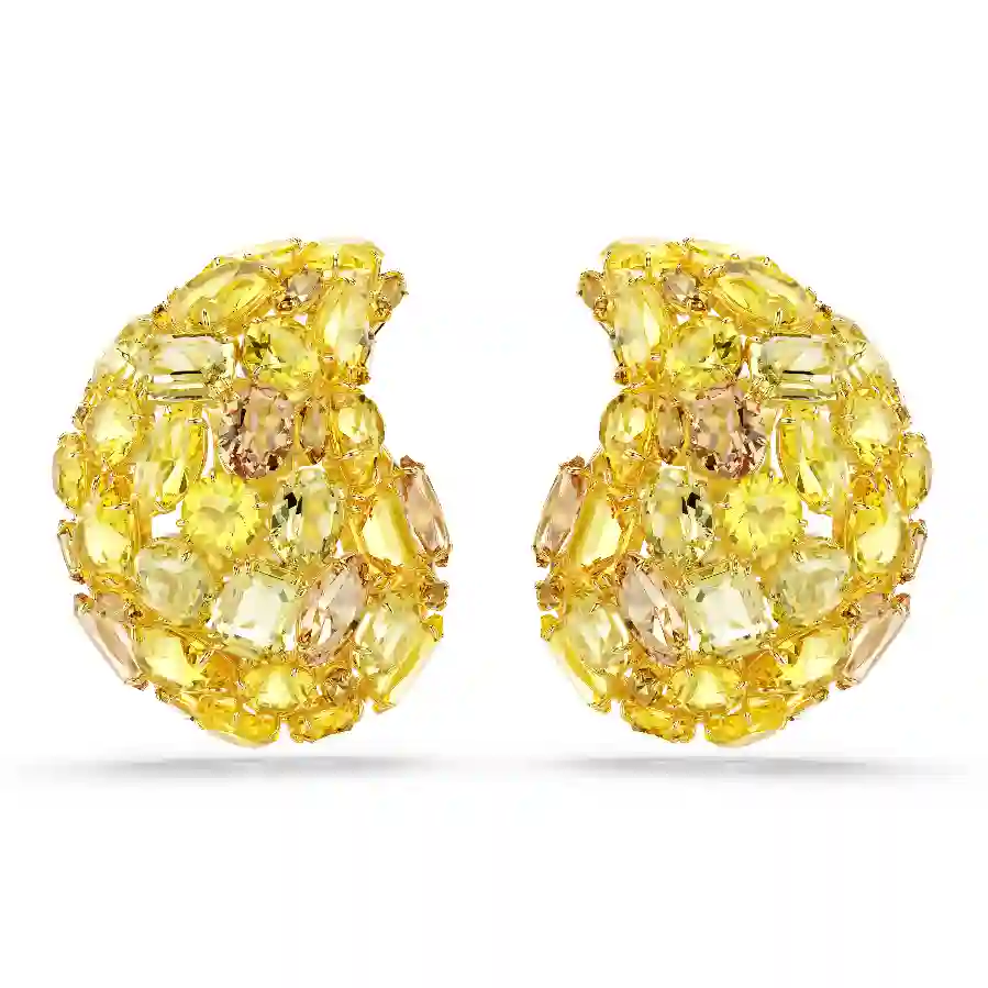 Resim Gema Klipsli Küpeler, Sarı, Altın rengi kaplama