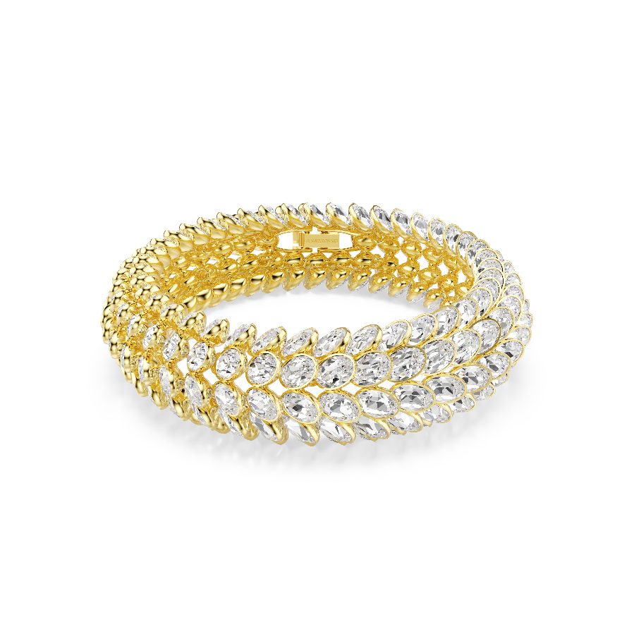 Resim Idyllia Bileklik, Oval kesim, Beyaz, Altın rengi kaplama