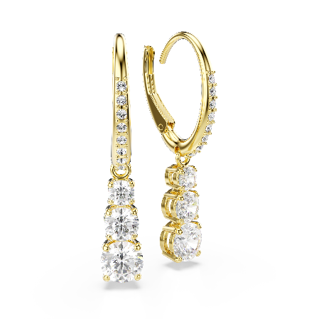 Resim Stilla Attract halka küpeler, Yuvarlak kesim, Beyaz, Altın rengi kaplama