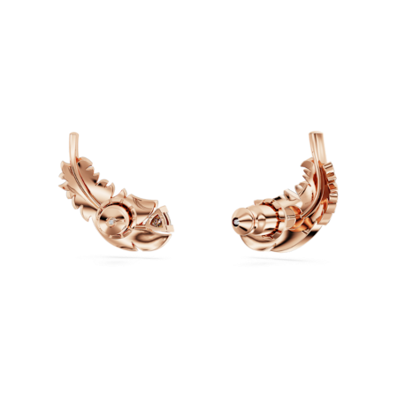 Resim Nice düğme Küpeler, Tüy, Beyaz, Pembe altın rengi kaplama