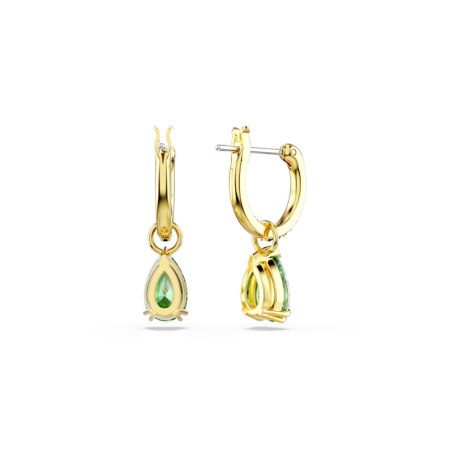 Resim Attract damla küpeler, Armut kesim, Yeşil, Altın rengi kaplama