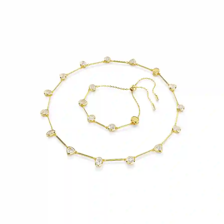 Resim Imber Tennis kolye, Mıknatıslı kapama mekanizması, Karışık kesimler, Beyaz, Altın rengi kaplama