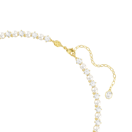 Resim Matrix Tennis kolye, Kristal inci, Yuvarlak kesim, Beyaz, Altın rengi kaplama