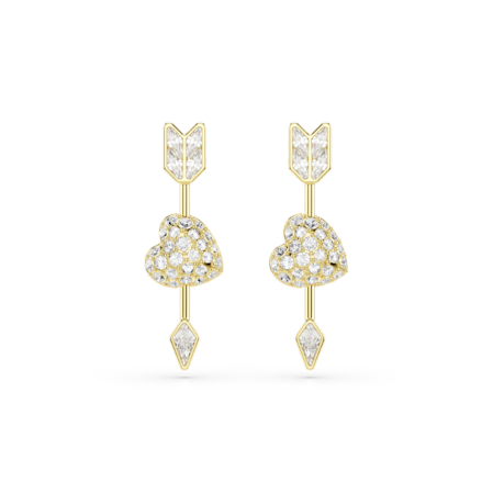 Resim Idyllia damla küpeler, Karışık kesimler, Oklu kalp, Beyaz, Altın rengi kaplama