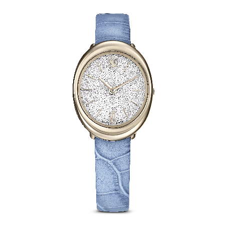 Resim Imber Saat, İsviçre Üretimi, Deri kayış, Mavi, Şampanya altın rengi yüzey