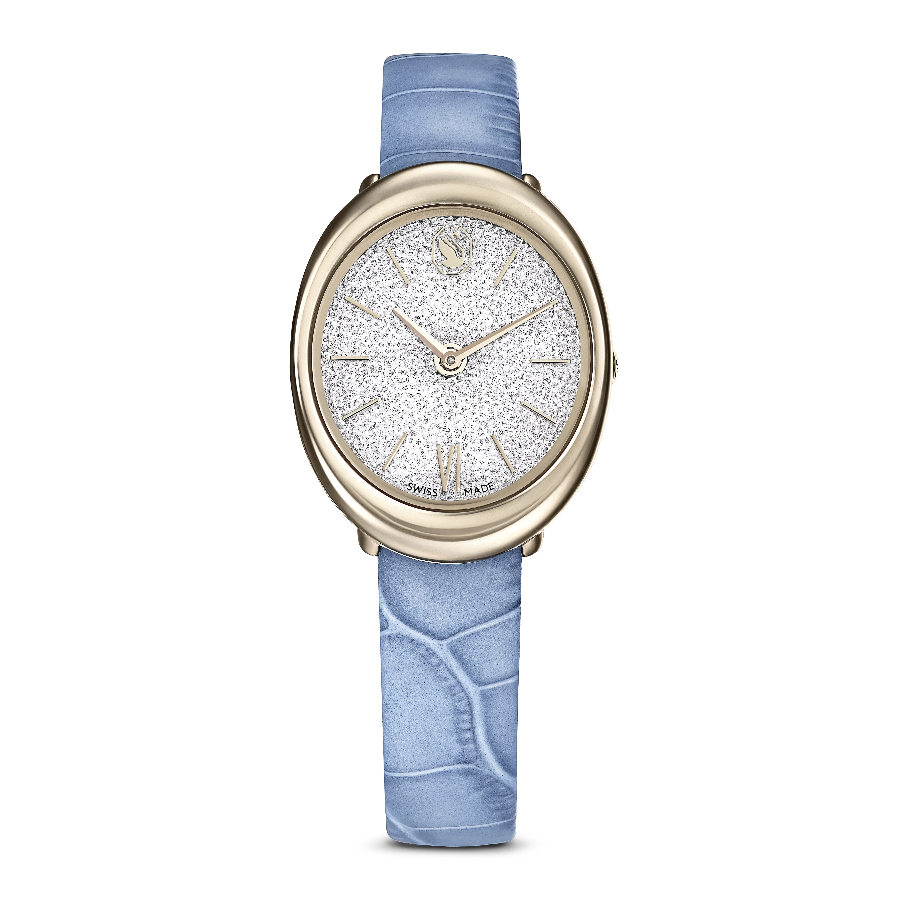 Resim Imber Saat, İsviçre Üretimi, Deri kayış, Mavi, Şampanya altın rengi yüzey