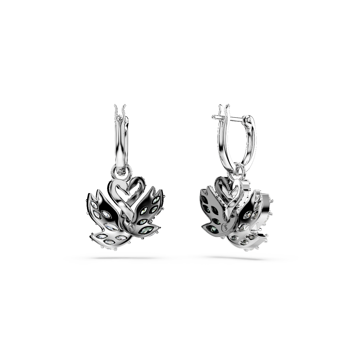 Resim Swan damla küpeler, Kuğu, Siyah, Karışık metal yüzey
