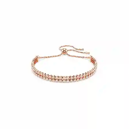 Resim Matrix Tennis bileklik, Yuvarlak kesim, Beyaz, Pembe altın rengi kaplama