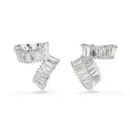 Resim Ariana Grande x Swarovski kelepçe küpe, Baget kesim, Beyaz, Rodyum kaplama