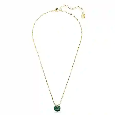 Resim Bella V Kolye, Yuvarlak kesim, Yeşil, Altın rengi kaplama