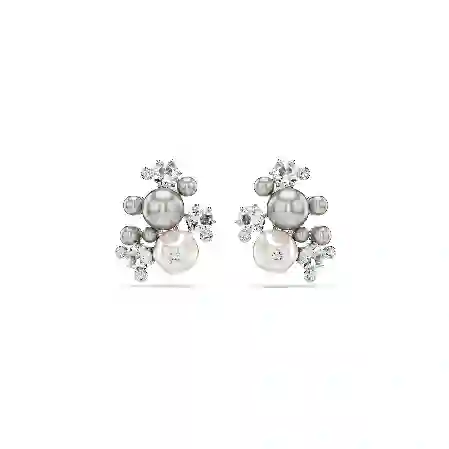 Resim Constella Küpeler, Kristal inci, Yuvarlak kesim, Beyaz, Rodyum kaplama