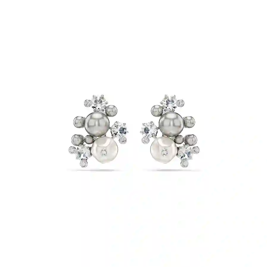 Resim Constella Küpeler, Kristal inci, Yuvarlak kesim, Beyaz, Rodyum kaplama