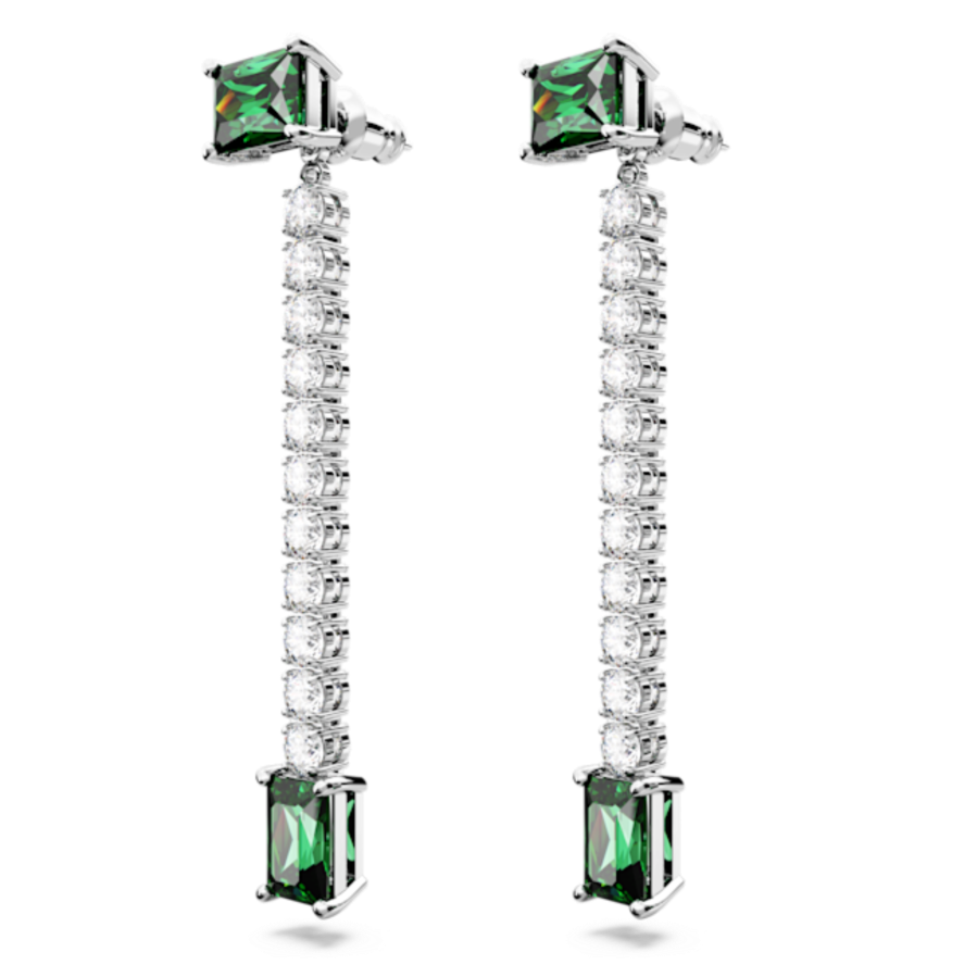 Resim Matrix damla küpeler, Karışık kesimler, Yeşil, Rodyum kaplama