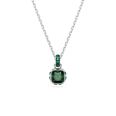 Resim Birthstone Kolye, Kare kesim, Mayıs, Yeşil, Rodyum kaplama