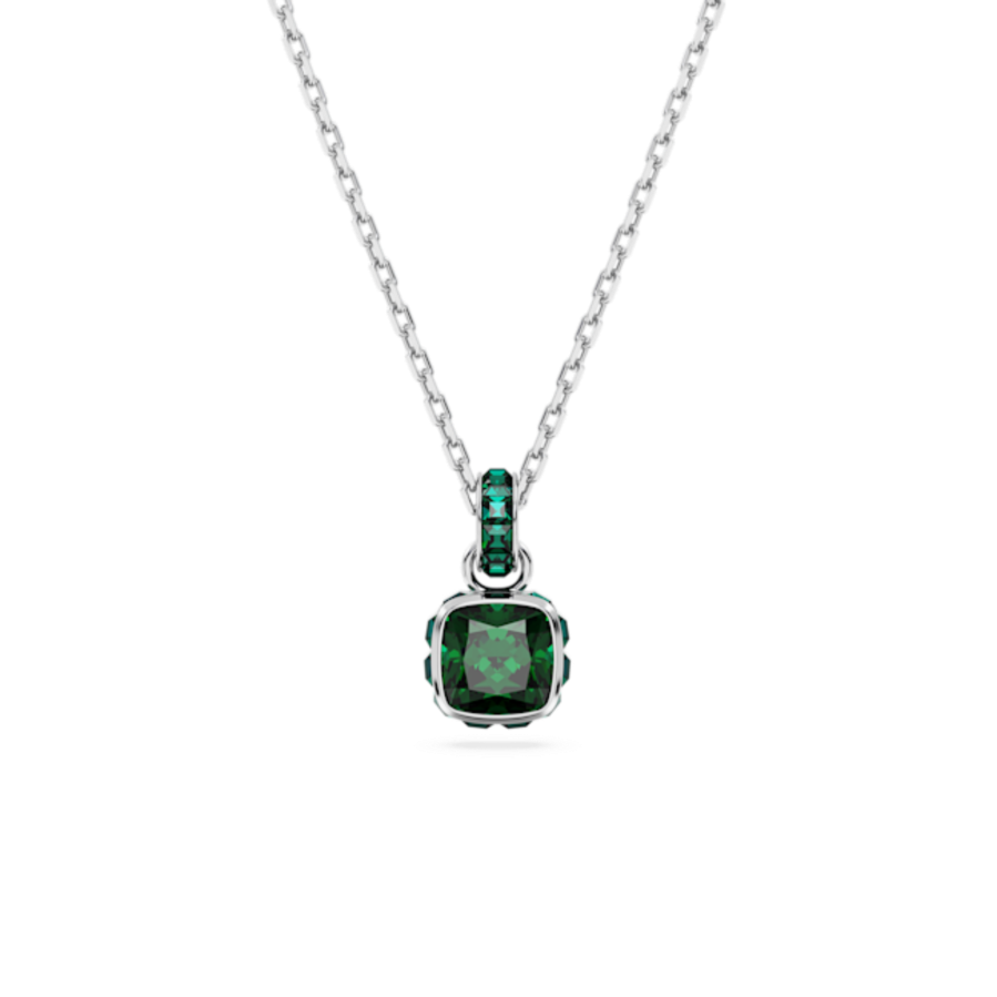 Resim Birthstone Kolye, Kare kesim, Mayıs, Yeşil, Rodyum kaplama