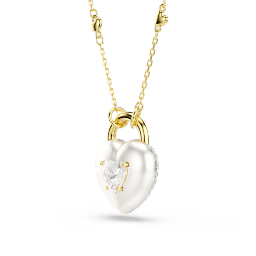Resim Idyllia Kolye, Karışık kesimler, Kalp, Beyaz, Altın rengi kaplama