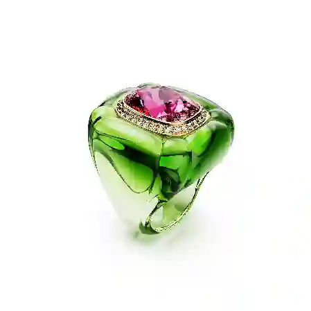 Resim Dulcis Kokteyl Yüzüğü, Yastık kesim, Pavé, Çok renkli