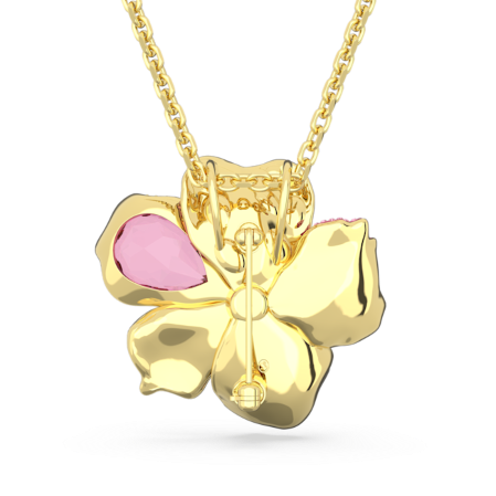 Resim Idyllia Kolye ucu ve broş, Pavé, Çiçek, Pembe, Altın rengi kaplama