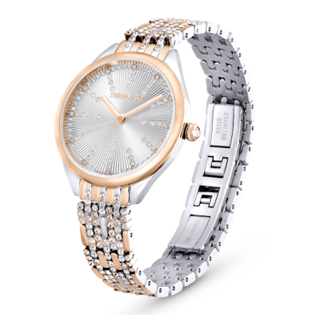 Resim Attract Saat, İsviçre üretimi, Pavé, Kristal bileklik, Rose Altın tonu, Karışık metal yüzey