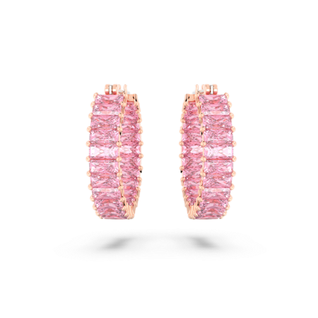 Resim Matrix halka küpeler, Baget kesim, Pembe, Pembe altın rengi kaplama