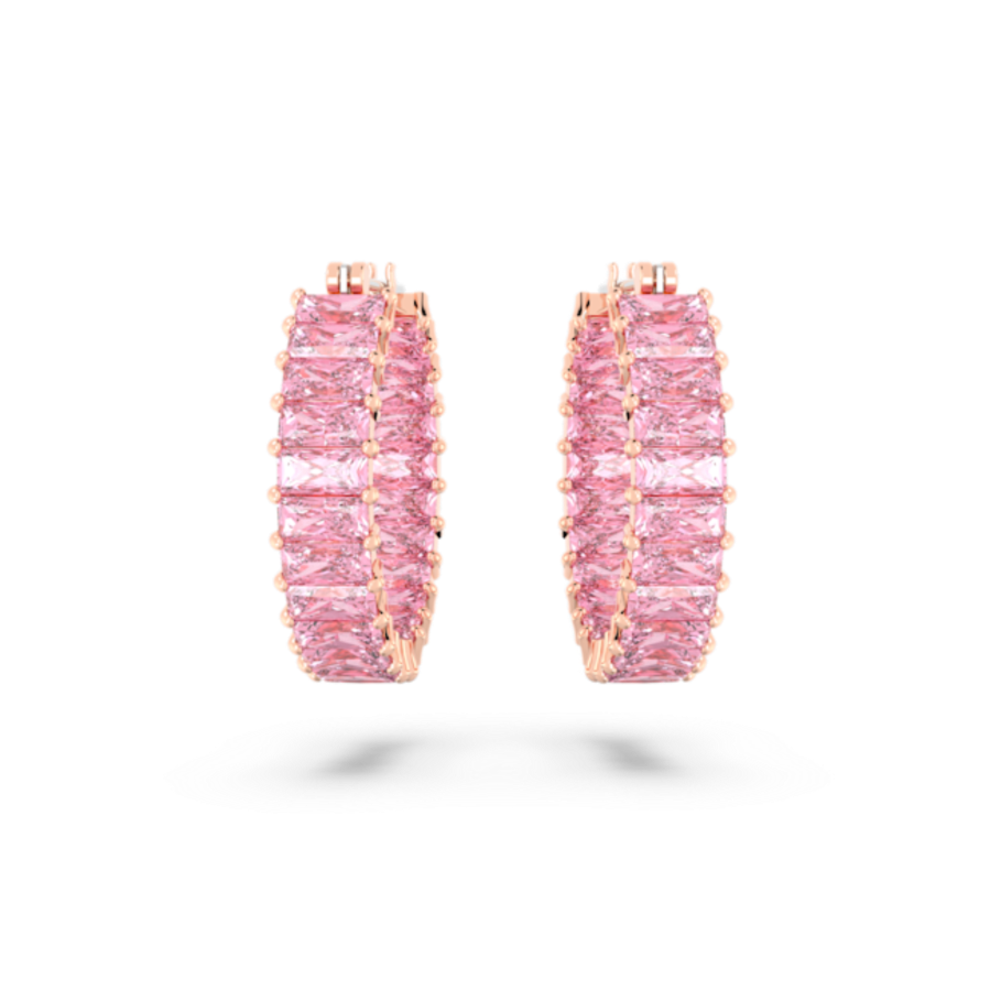 Resim Matrix halka küpeler, Baget kesim, Pembe, Pembe altın rengi kaplama
