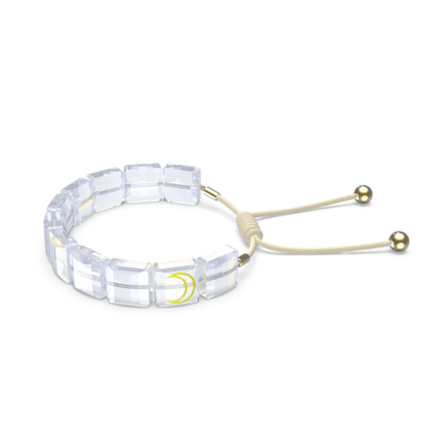 Resim Letra Bileklik, Ay, Beyaz, Altın rengi kaplama