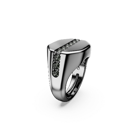 Resim Dextera Octagon Yüzük, Sekizgen şekil, Yuvarlak kesim, Siyah, Rutenyum kaplama