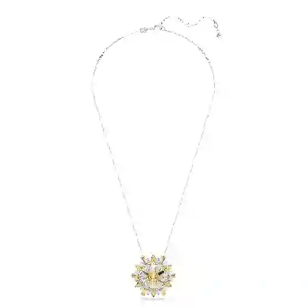 Resim Idyllia Kolye ve broş, Karışık kesimler, Çiçek, Uzun, Sarı, Rodyum kaplama