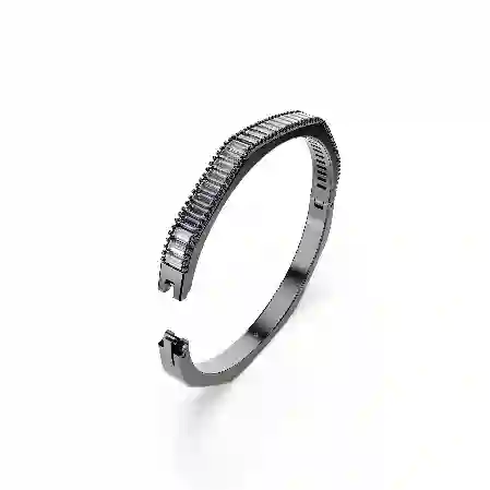 Resim Matrix Bileklik, Baget kesim, Sekizgen şekil, Gri, Rutenyum kaplama