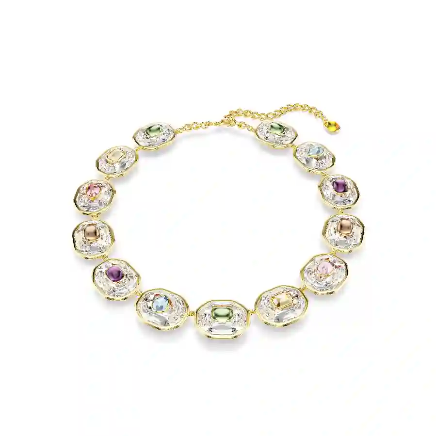 Resim Chroma Tennis kolye, Sekizgen kesim, Çok renkli, Altın rengi kaplama