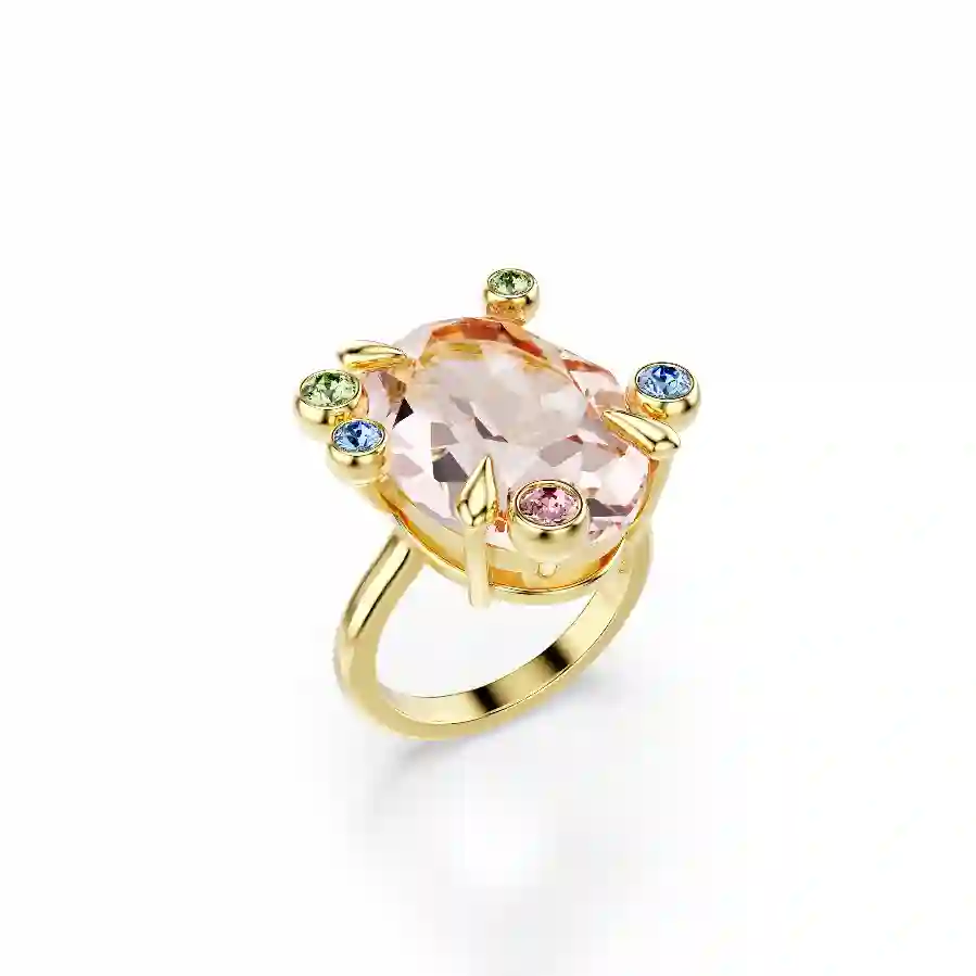 Resim Gema Yüzük, Set (3), Karışık kesimler, Çok renkli, Altın rengi kaplama