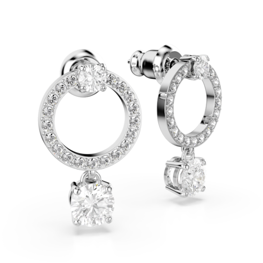 Resim Attract halka küpeler, Yuvarlak kesim, Beyaz, Rodyum kaplama