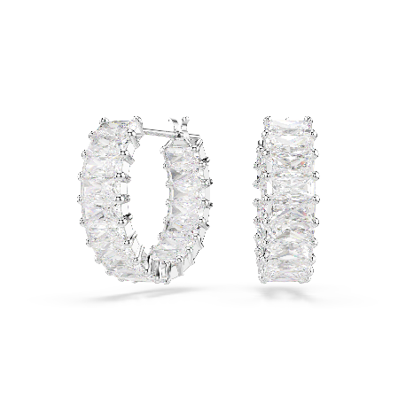 Resim Matrix halka küpeler, Baget kesim, Beyaz, Rodyum kaplama