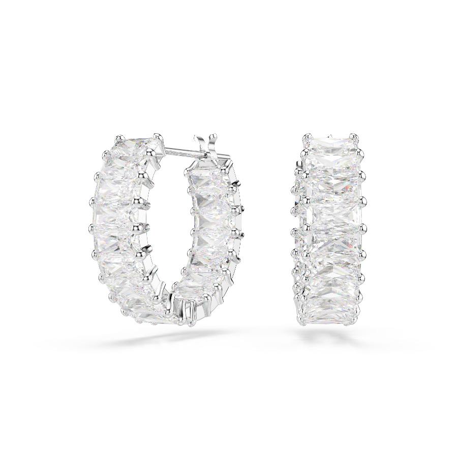 Resim Matrix halka küpeler, Baget kesim, Beyaz, Rodyum kaplama