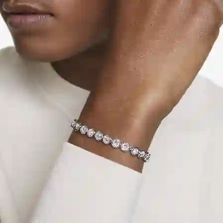 Resim Imber Tennis Bileklik, Yuvarlak kesim, Beyaz, Rodyum kaplama